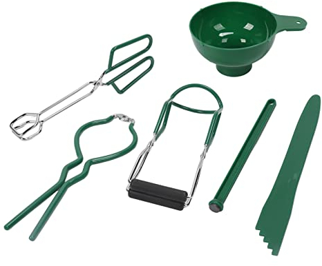 6-teiliges Einmach-Set, Einmachzubehör, Anti-Verbrühungs-Zange, Anti-Rutsch-Trichter, Grüner Schraubenschlüssel-Satz, Heber, Rutschfeste Zange, Griff, Kochen,