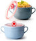 NUTRIUPS Cuenco de Sopa para Microondas de 900 ml Con Asas y Tapa - Recipiente para Ramen