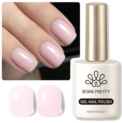 Born Pretty UV Nagellack Jelly Hellrosa 15ml - Gel Nagellack UV Kristall Transparent Natur UV LED Soak off Manicure Gel Lacquer Varnish