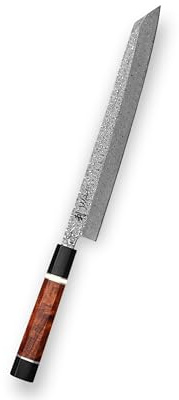 Wakoli Seishin Kiritsuke Kochmesser 28 cm Klinge, 110 Lagen Volldamaststahl | Griff aus Wüsteneisenholz & G10, beidseitiger 15° V-Schliff, 60 ± 1 HRC, starre Klinge für lange Zugschnitte, mit Geschenkbox