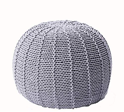 MEILISHAOMEI Handgestrickter Sitzpuff,35 x 30 cm/40 x 30 cm/50 x 30 cm,aus Reiner Baumwolle,mit Zopfkordel gefüllt,genäht,runder Fußhocker,Ottomane,dekorativ für Zuhause,L,40 x 40 x 30 cm