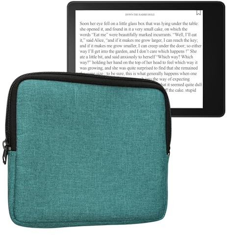 kwmobile Fabric protective cover compatible with 6,8-7 eReader Cover - Fabric cover for e-Reader with zip - Petrol