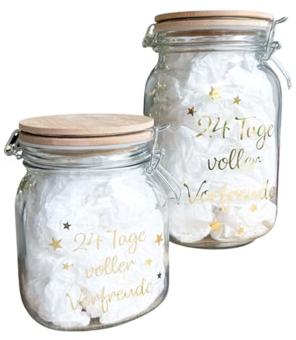 Adventskalender im Glas | Vorratsglas für Erwachsene zum befüllen | Keksglas als Adventskalender | 24 Tage voller Vorfreude | Bügelglas | Adventskalender to Go