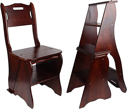WLCNYL Klappbarer Bibliotheksleiterstuhl aus Holz, 2-in-1, Leichter tragbarer multifunktionaler Tritthocker, 4-Stufen-Hocker, Mehrzweck-Trittleiter-Ausstellungsständer und Blumenständer für zu Haus