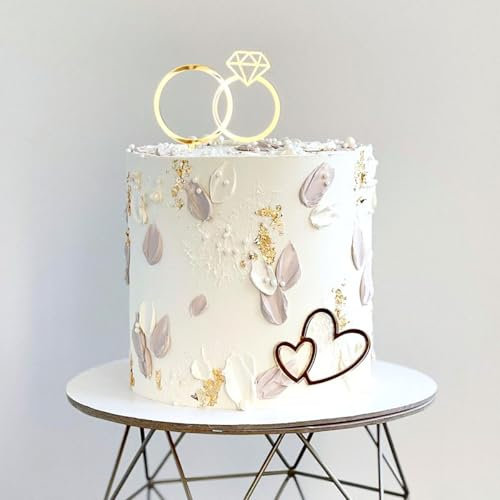 Diamond Ring Cake Topper, Acrylic Gold Wedding Cake Decoration, Marriage Proposal, Engagement Bridal Shower, Anniversary, Birthday Party Decoration Supplies