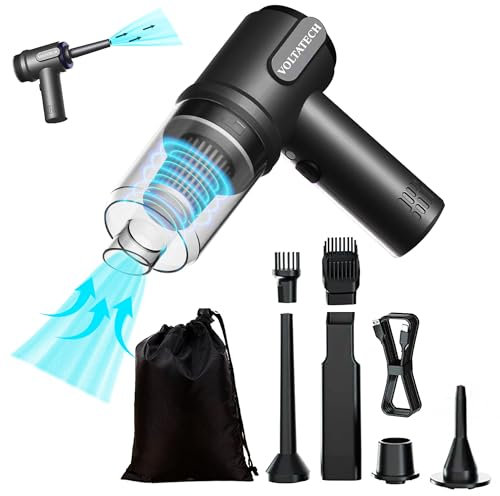 VOLTATECH 13000PA Handheld Vacuum Cleaner Cordless - Dual Gear, Powerful, Hand held Vacuum Cordless, car hoover, Mini, Wireless & Portable, Type-C – Black