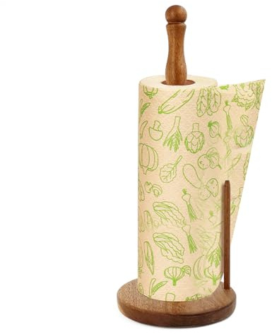 SEATOGEM Küchenrollenhalter Stehend, Rollenhalter aus Holz, Küchenpapierhalter für Servietten und Handtücher Küche und Esstisch