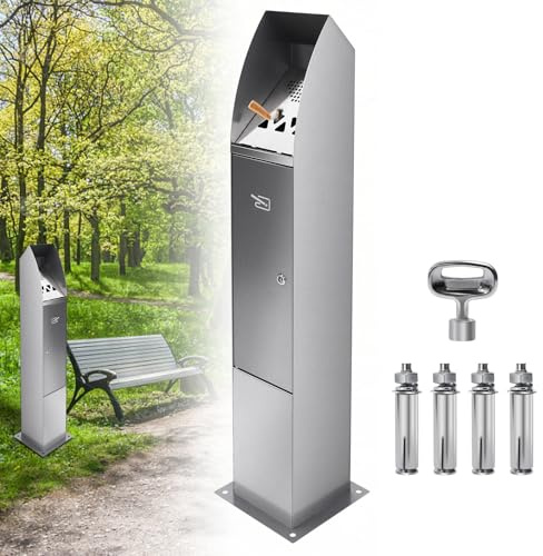 Posacenere da Pavimento per Esterni, Posacenere da Terra in Acciaio Inox per Patio Hotel Caffè Uffici Ristoranti Bar da Poweka（Argento）