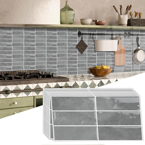 AMOYUN 16 Pezzi 3D Adesivi per Piastrelle, Piastrelle Adesive Cucina Retro Piastrelle Adesive per Cucina 15x30cm Autoadesiva Resistente al Calore Impermeabile Vinile Decorazione Della Casa per Bagno