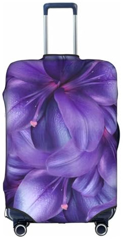 WKSGDSG Housse de bagage pour valise, approuvée par la TSA, fleurs de lys violettes, housse de protection élastique pour bagages de 45,7 à 53,3 cm, anti-rayures et lavable, pour adulte et enfant