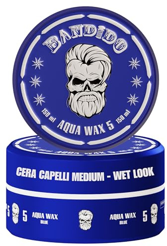 Bandido Aqua Hair Wax N.6 Grey - Pomade Herren 150 ml | Haargel mit Starker Halt und Wet Look | Wax für Haare mit Natürlichem Glanz und Langanhaltendem Styling