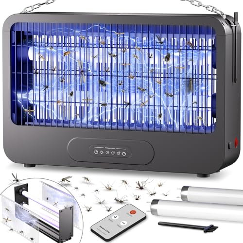 Lampada Antizanzare Elettrico Griglia a Doppia Tensione Zanzariera Elettrica 3500V Lampada Anti Zanzare Elettrica con Timer e Telecomando,Trappola Zanzare Ammazza per Interno,Due Lampadina di Ricambio