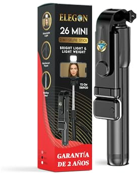 ELEGON 26 Mini trépied de 72 cm pour téléphone Portable, avec télécommande, Perche à Selfie 2 en 1, trépied pour téléphone Portable, Appareil Photo (Noir, 72 cm)