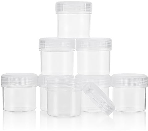 Ptwola 8 Stück 30ml Döschen Reisegröße Plastik Cremedosen Kunststoffgläser mit Deckel Töpfchen Döschen Set Nachfüllbare Kleine Behältergläser für Cremes Kosmetikperlen Süßigkeiten Schmuck Zuhause