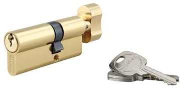 Cylindre de Serrure à Bouton, 30bx60 mm, Anti-Arrachement, Laiton, 3 Clés, Profil Européen, Mécanisme à 5 Goupilles, Panneton Anti Arrachement, Installation Provisoire, Utilisation Extérieure, THIRARD