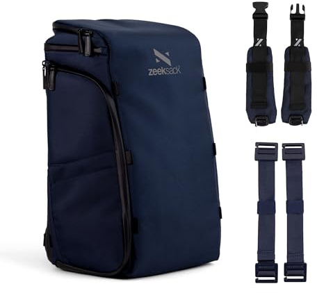 Zeeksack The Organizer Bundle 30L, Blau - Rucksack + Gürtel & Straps | 2 Verstellbare Trenner, RFID-Schutzfach, Deckelfach, Netzfächer, Flaschenfach, Laptop bis 16 Zoll, 3-teiliges Set