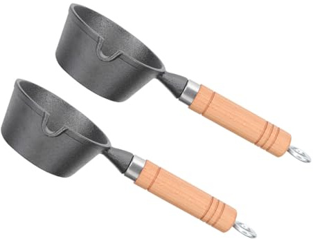 ABOOFAN 2piezas Cacerola Pequeña Para Derretir Mantequilla Olla Mini Para Calentar Leche Kit De Cocina Mango De Madera
