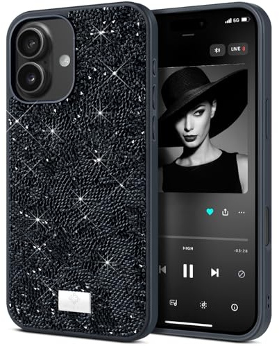 BEZ Handyhülle für iPhone 17 Hülle Glitzer, Sparkle Diamond Crystal Bling Hülle mit Bling & Co. Serie für iPhone 17, Jet Schwarz