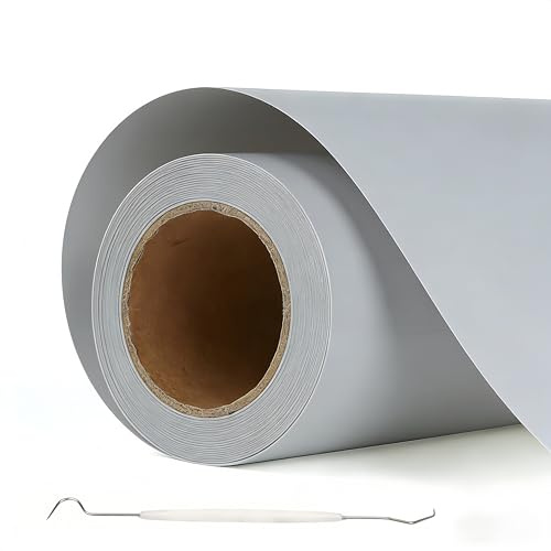 Plotterfolie Textil,Flexfolie Plotter Textil,Plotter Folie Textildruck,Verwendet in Textilien Transferfolie zum Aufbügeln für DIY T-Shirt (Grau, 30.5×400 cm)