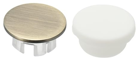 sourcing map 2Pcs Sink Overflow Ring, Universal Sink Overflow Drain Cover, Insert in Hole Single Layer Cap Round Caps for Bathroom Kitchen Basin Wash Basin, Bronze/White