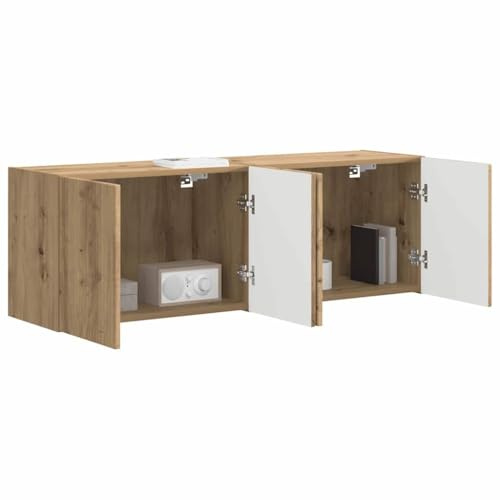 vidaXL Mobile TV da Parete 2 PCS Rovere Artigianale 59,5 x 31 x 40 cm, Organizzatore per Soggiorno, Storage a Muro Moderno, soluzioni Media spaziose, Centro intrattenimento Durevole, mensole Eleganti