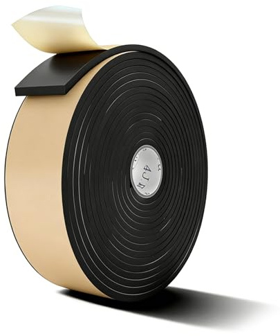 Chingcoo Ruban en caoutchouc mousse et mousse autocollant 50 mm x 6 mm – Bande d'étanchéité en néoprène pour isolation acoustique, anti-vibrations et anti-chocs pour fenêtres, portes, voitures et