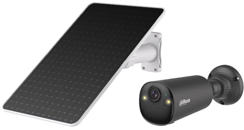 Dahua BF4C Caméra de surveillance solaire d'extérieur 4 MP avec 2,5 K HD & champ de vision 122° – Caméra solaire, WiFi avec détection IA, vision nocturne couleur, IP66, audio bidirectionnel, noir