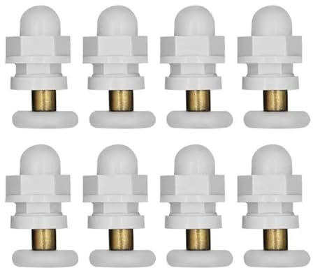 Puleggie di fissaggio per porte doccia, Rulli for porte scorrevoli della doccia, confezione da 8, diametro 19-27 mm, distanza tra i fori 16-18, telaio in metallo(Diameter 27mm)