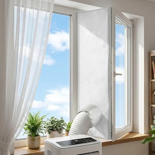 Qoosea Sello de Ventana para Aire Acondicionado, Portátil Universal Kit de Sellado de Ventanas Acondicionado Móvil y Secadoras, Impermeable y Resistente Kit Ventana Fácil Instalación (500CM)