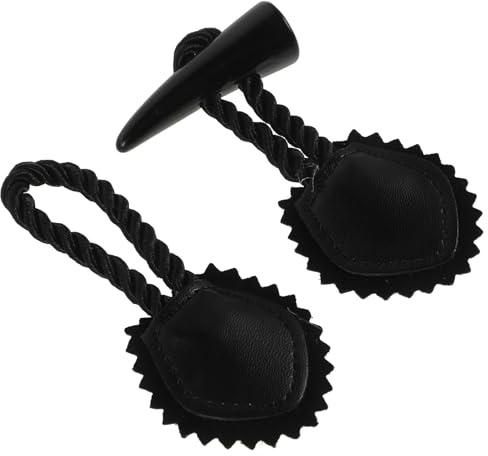 WESIEVYA 4 Pairs Horn Buttons for Clothes Toggle Sew-on Buttons Pu Resin Material Black Minimalist Elegant Classic Hue Secure Closure Easy Fastening for Cardigan and Clothes