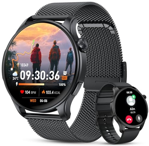 Smartwatch Herren Damen Fitnessuhr mit Telefonfunktion: Bluetooth Anruf Armbanduhr uhr Wasserdicht Fitness tracker Smart Watch mit Herzfrequenz Schlafmonitor Schrittzähler Sportuhr Uhren Android iOS
