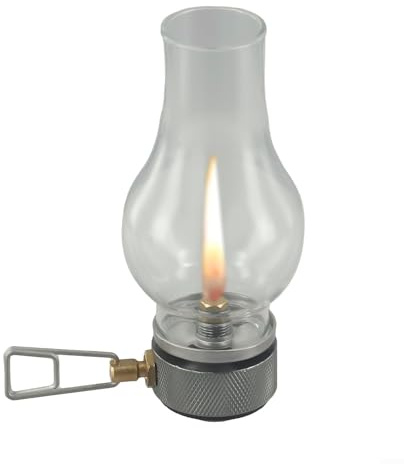 BlesConi Outdoor Gaslaterne aus Kupfer und Glas, kompakte Campingzeltlampe mit Aufbewahrungsbox, einstellbares Umgebungslicht zum Wandern (Gaslampe)