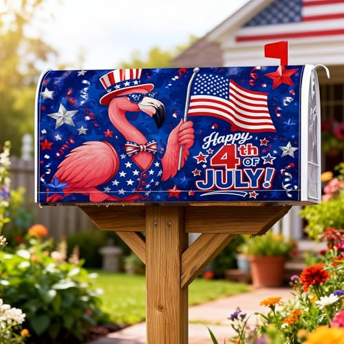 Coperture magnetiche per cassette postali con uccelli tropicali, bandiera americana festiva patriottica, stelle del 4 luglio, copertura per cassetta delle lettere stagionale per esterni, giardino