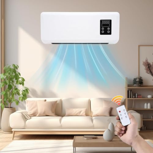 GNKBTOF Ductless Portable AC - No Window Needed, 3-in-2 Wall Mount Air Conditioner with Bladeless Fan & Remote, Ultra Quiet Cooling for Bedroom, Easy Install Split System
