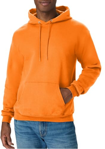 Hanes Herrtröja EcoSmart huvtröja, Orange (Safety Orange), M