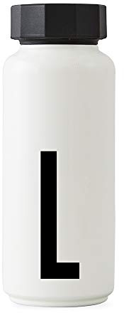 Design Letters Bouteille Isotherme| Gourde Isotherme 500ml Bouteille d'eau Isotherme sans BPA | Inox Reutilisable Chaud de 12 hrs Froid Jusqu’à 24 hrs | Gourde Sport pour Enfant, femme, Voyage - Blanc