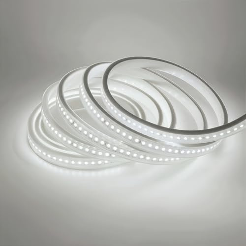ONSSI® Tiras LED SMD2835 120 Led/m 220v (Luz Fía,2M) IP65 Impermeable Tira Led Sin Alambre con Enchufe