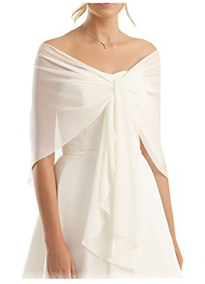 CoCogirls Chiffon Stola Schal für Kleider in verschiedenen Farben zu jedem Brautkleid - Abendkleid, Hochzeit Abend Gala Empfang (One-Size, Ivory 11)