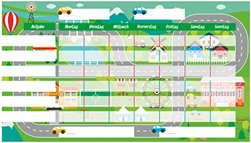PrimeStick Schild PVC Belohnungstafel Belohnungskalender Stadt Autos 56x31cm #002