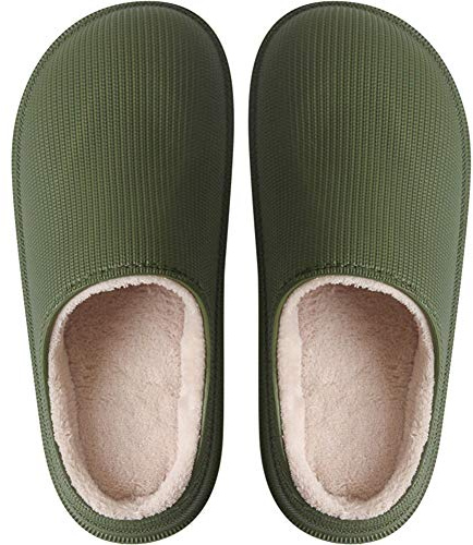 Rojeam Pantofole Donna Impermeabili Comfort Scarpe da Giardino Invernali Pantofole da casa Calde da Esterno per Uomo Donna, Verde Scuro, 39/40 EU