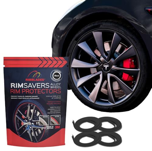 Rimsavers Protezione Cerch in Lega Nero – Per Cerchi Fino a 24” x 4 | Per Cerchi con Bordo Piatto | 3 Colori | Installazione Fare da sé | Accessorio Esterno per Auto