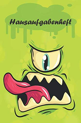 Hausaufgabenheft: für clevere mit grünem Monster, zum Eintragen von Hausaufgaben, Notizen für 52 Wochen. Schulplaner, Stundenplan, Schulnoten Übersicht, Terminplaner für Klassenarbeiten