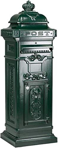 Casa Padrino Jugendstil Standbriefkasten 38 x 33 x H. 105 cm Nostalgischer Säulenbriefkasten, Farbe:grün