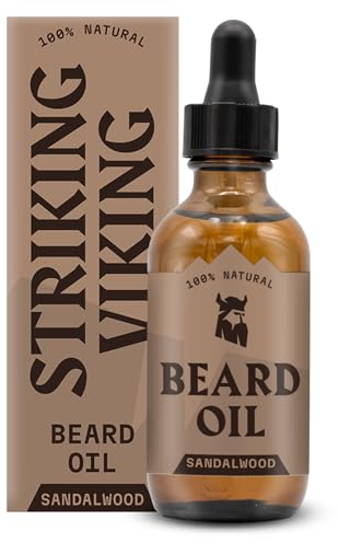 Striking Viking-Bartöl-Conditioner mit Sandelholzduft – natürliche Bio-Formel mit Teebaum-, Argan- und Jojobaöl für Männer – fördert das Wachstum, macht weich und spendet Feuchtigkeit