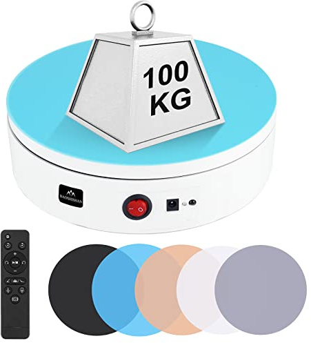 BAOSHISHAN Rotating Display Stand with Remote 100KG 30CM Product Turntable | 6M Remote, Multiple Control Modes, 20–60s/r Adjustable Speed, White