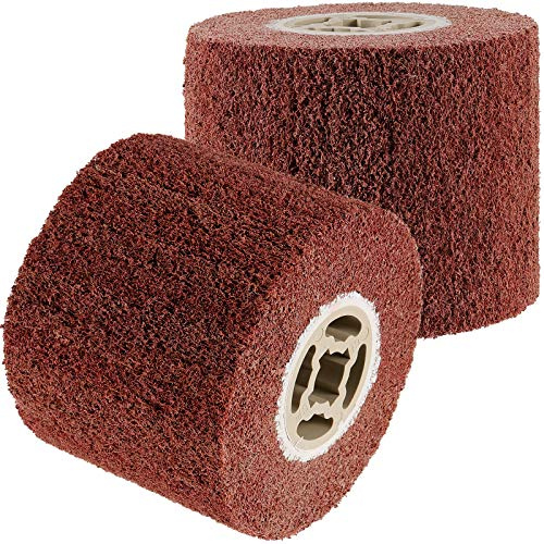 ZEONHAK 2 Pack 80 Grit 120 x 100 x 19 mm Non-Woven Wire Drawing Polishing Burnishing Wheel, Non-Woven Abrasive Flap Wire Drawing Burnishing Polishing Wheel for Burnishing Machine, Polisher, Sander
