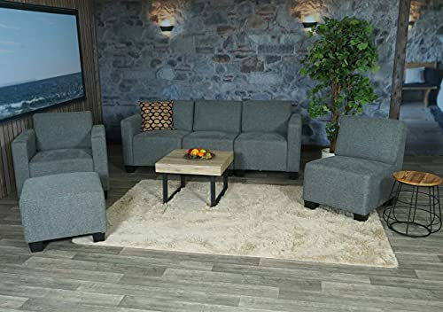 Mendler Modular Sofa-System Couch-Garnitur Lyon 3-1-1-1, Stoff/Textil - grau
