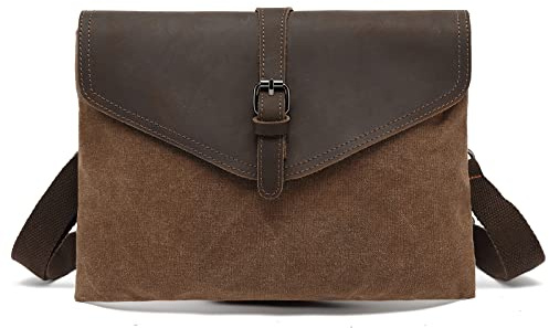 FANDARE Retro Handgelenk Segeltuch Unterarmtasche Umhängetasche Herren Aktentasche Brieftasche Handgelenktasche Handtasche Schultertasche Männer Reise Arbeit Outdoor Schulranzen Braun