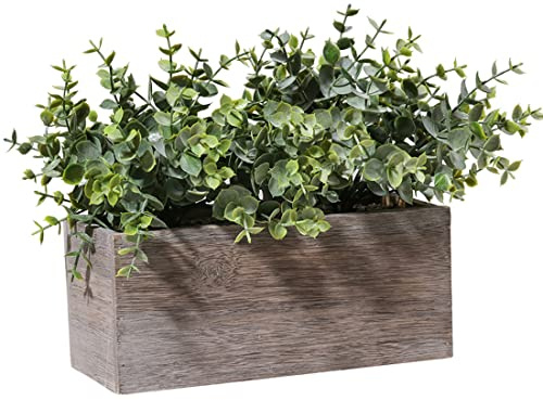 Aisamco Eukalyptus in Holzkiste Graugrün | Konserviert Look, Künstliche Pflanze, Hochzeit Blumen, Grünpflanzen, Rustikale Deko, Tisch Deko, Floristik