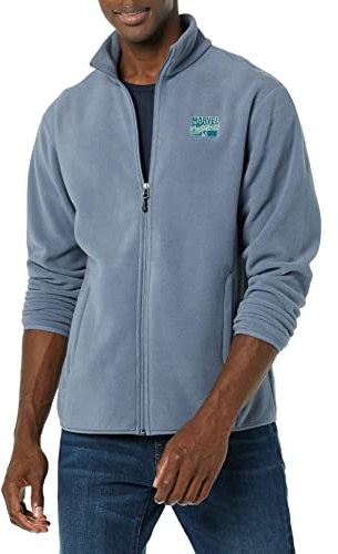 Amazon Essentials Disney | Marvel | Star Wars Giacca in Pile con Collo a Lupetto con Cerniera Intera Uomo, Marvel Comic Logo, XXL